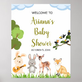 Välkomsttecken för Forest Animals Baby Shower Poster