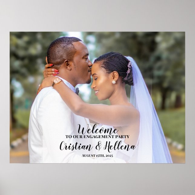 Välkomsttecken för förlovningsfest med foto poster (Framsidan)
