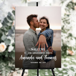 Välkomsttecken för förlovningsfest med foto poster