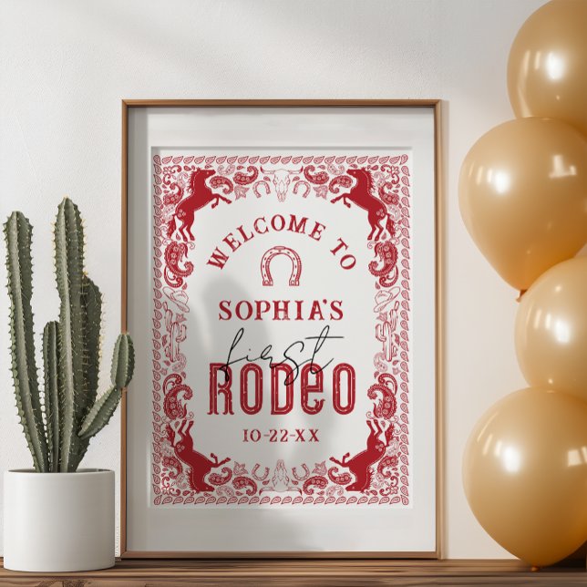 Välkomsttecken för första Rodeo-Födelsedagsfesten  Poster (Welcome Party Poster)
