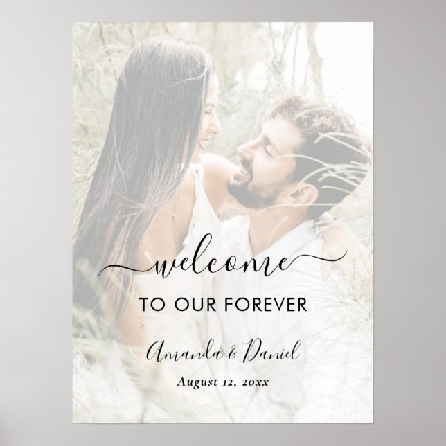Välkomsttecken för fotoöverlägg i elegant Bröllop Poster (Framsidan)