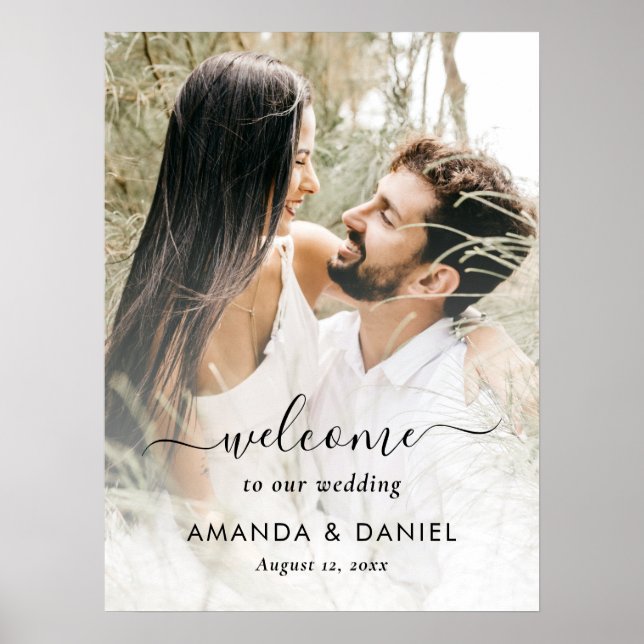 Välkomsttecken för fotot Bröllop i elegant Poster (Framsidan)