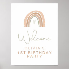 Välkomsttecken för GITA Pastel Rainbow Birthday Poster