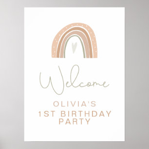 Välkomsttecken för GITA Pastel Rainbow Birthday Poster