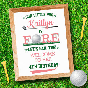 Välkomsttecken för Golf PAR-TEE 4e födelsedagen Poster