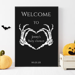 Välkomsttecken för Goth Skeleton Hand Baby Shower Poster
