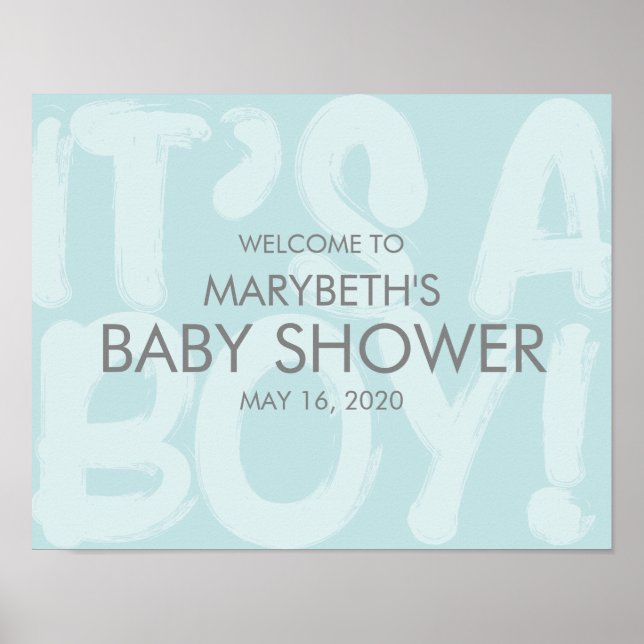 Välkomsttecken för Graffiti Blue Baby Shower Poster (Framsidan)