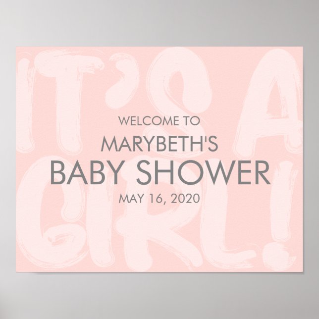 Välkomsttecken för Graffiti Rosa Baby Shower Poster (Framsidan)