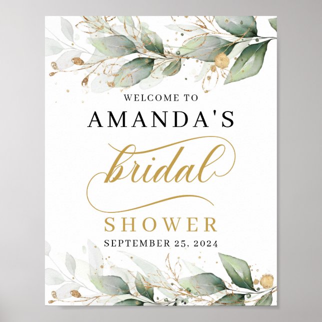 Välkomsttecken för Greenery eucalyptus möhippa Poster (Framsidan)