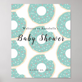 Välkomsttecken för grönt Donut Baby Shower Poster