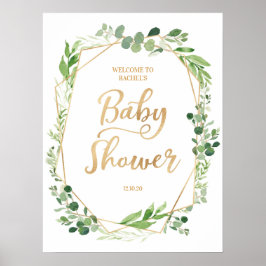 Välkomsttecken för grönt Guld Terrarium Baby Showe Poster