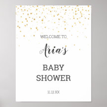 Välkomsttecken för guld Confetti Baby Shower