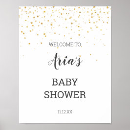Välkomsttecken för guld Confetti Baby Shower Poster