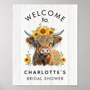Välkomsttecken för Highland Cow för babyskor Poster