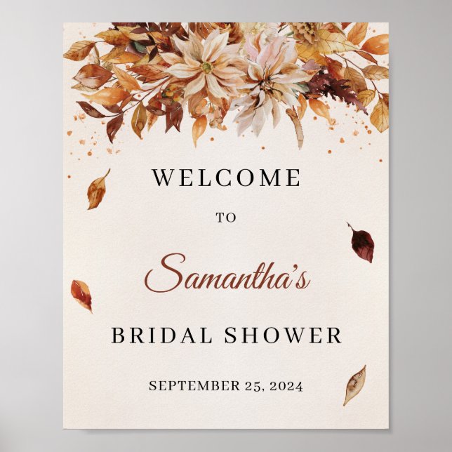 Välkomsttecken för höstblommor Marigold Boho Poster (Framsidan)