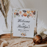 Välkomsttecken för höstens blommigt möhippa poster<br><div class="desc">vackra vattenfärgsfall guld och  blommor. Du kan redigera texten och färgen på det här poster.</div>