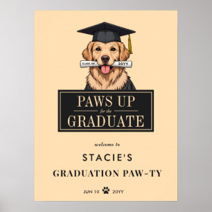 Välkomsttecken för Hund av studenten Cute Golden R Poster