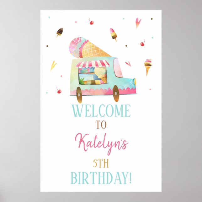 Välkomsttecken för Ice Cream Lastbil Poster (Framsidan)