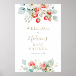 Välkomsttecken för jordgubbsvinsterna Baby Shower Poster