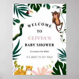 Välkomsttecken för Jungle Baby Shower Poster