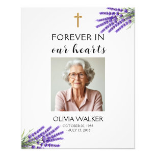 Välkomsttecken för Lavender Photo Funeral Fototryck