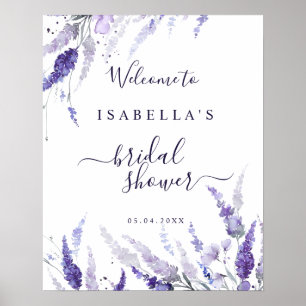 Välkomsttecken för Lavender Vild Flowers Möhippa V Poster