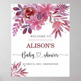 Välkomsttecken för Lila och Guld Confetti Baby Sho Poster