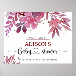 Välkomsttecken för Lila och Guld Confetti Baby Sho Poster