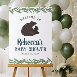 Välkomsttecken för Little Bear Rustic Baby Shower Poster