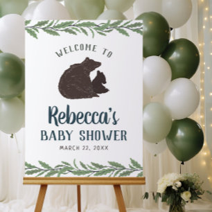 Välkomsttecken för Little Bear Rustic Baby Shower Poster