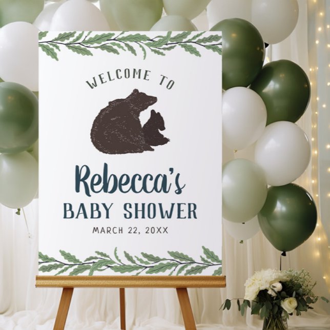 Välkomsttecken för Little Bear Rustic Baby Shower Poster (Skapare uppladdad)
