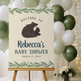 Välkomsttecken för Little Bear Rustic Baby Shower Poster