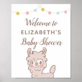 Välkomsttecken för Llama Theme Baby Shower Poster