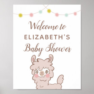 Välkomsttecken för Llama Theme Baby Shower Poster
