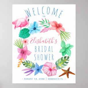 Välkomsttecken för Luau-tropisk krans möhippa Poster