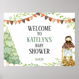 Välkomsttecken för Lumberjack Baby Shower Poster