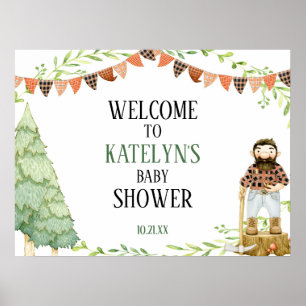 Välkomsttecken för Lumberjack Baby Shower Poster