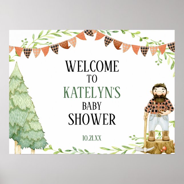 Välkomsttecken för Lumberjack Baby Shower Poster (Framsidan)