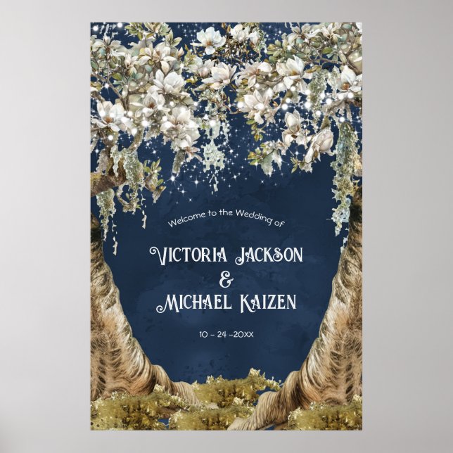 Välkomsttecken för Magnolia & Moss Bröllop Poster (Framsidan)