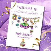 Välkomsttecken för Mardi Gras Clothesline Baby Sho
