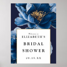 Välkomsttecken för marin blå Blommigt Möhippa Välk