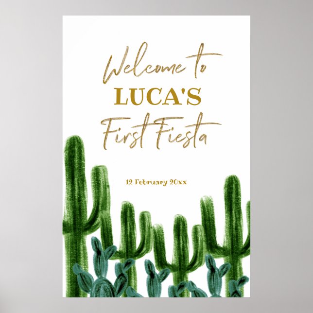 Välkomsttecken för Mexikanska Cactus Birthday Poster (Framsidan)