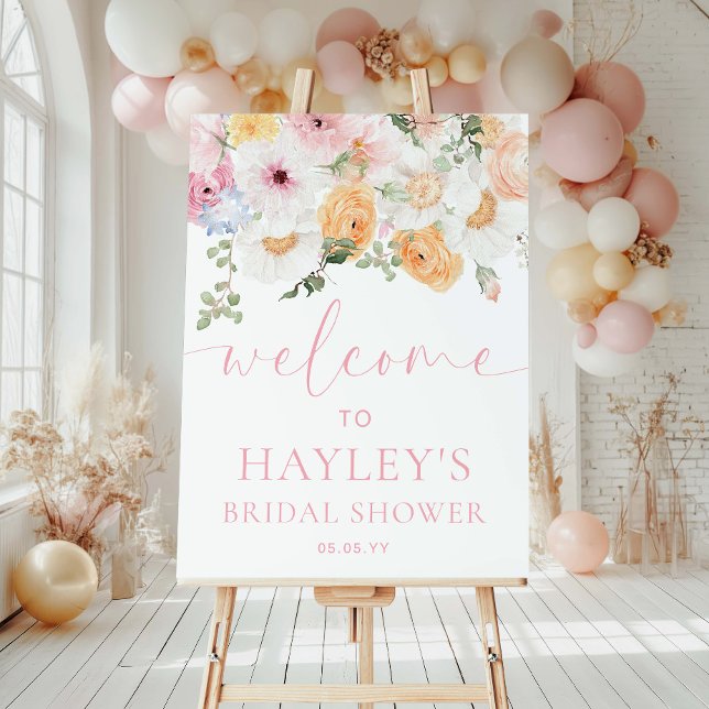 Välkomsttecken för Millie Blommigt Möhippa Poster (Welcome Sign Bridal Shower MIllie )
