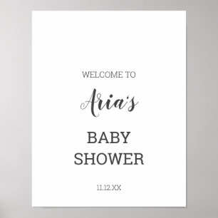 Välkomsttecken för minimalistisk babyvisningsprogr poster