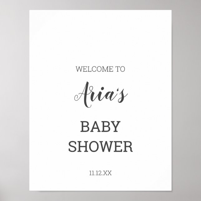 Välkomsttecken för minimalistisk babyvisningsprogr poster (Framsidan)