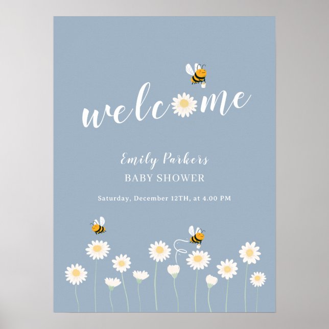 Välkomsttecken för minimalistisk Daisy Bloom Baby  Poster (Framsidan)