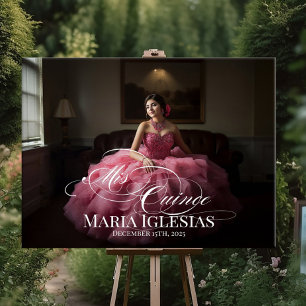 Välkomsttecken för Mis Quince Quinceanera med foto Poster
