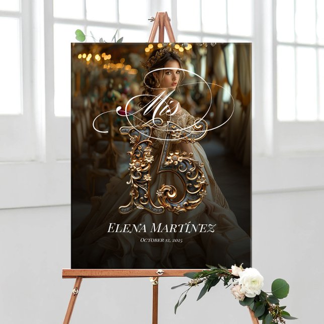 Välkomsttecken för Mis Quince Quinceanera med foto Poster (Skapare uppladdad)