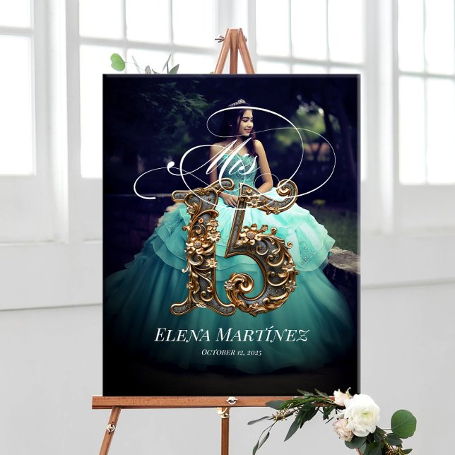 Välkomsttecken för Mis Quince Quinceanera med foto Poster (Skapare uppladdad)