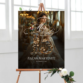 Välkomsttecken för Mis Quince Quinceanera med foto Poster